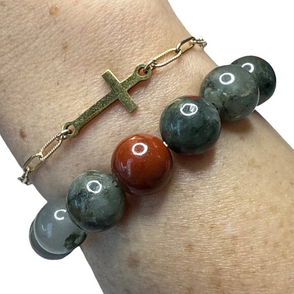 Afphan Blood Stone Bracelet Jewelry crystal beaded accessories handmade boho NEW - Picture 3 of 9